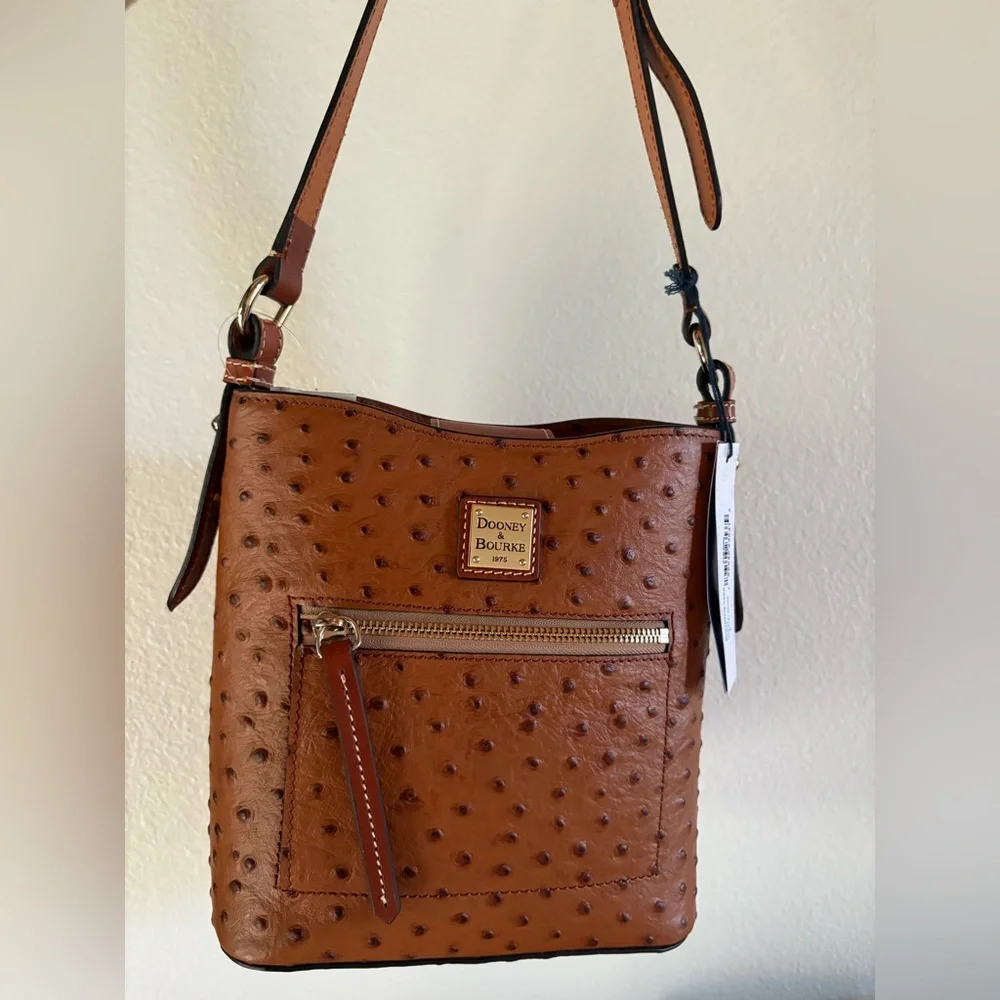 Dooney & Bourke Tan Ostrich-Embossed Crossbody Bag - Picture 3 of 8